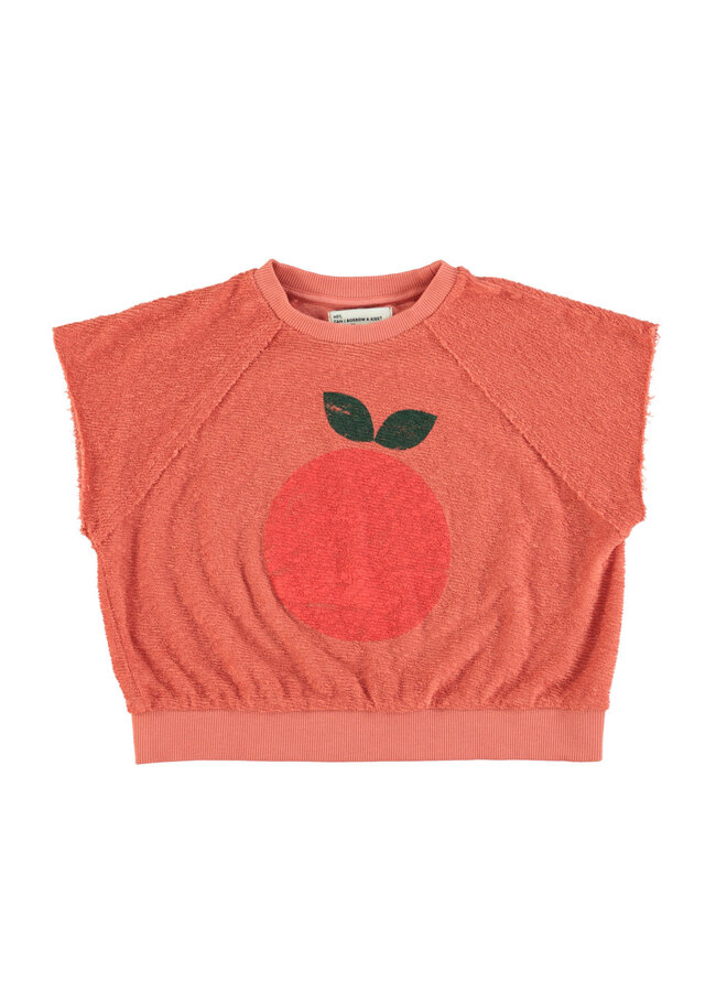 Sleeveless Sweatshirt Terracotta Apple Print