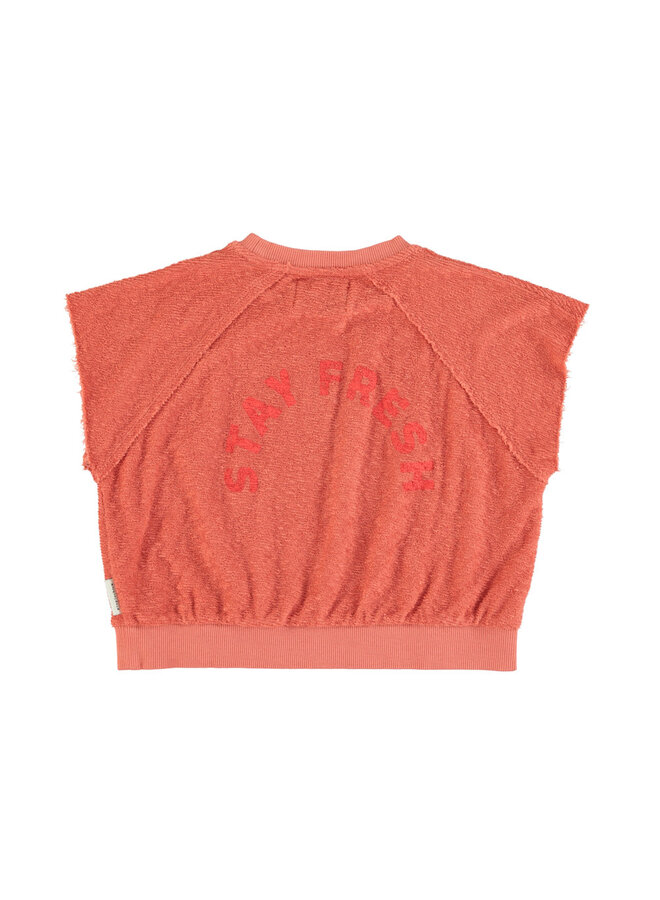 Piupiuchick Sleeveless Sweatshirt Terracotta Apple Print