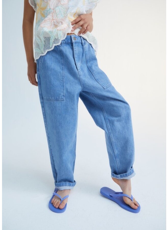 The New Society Pant Woodland Patch Blue Denim