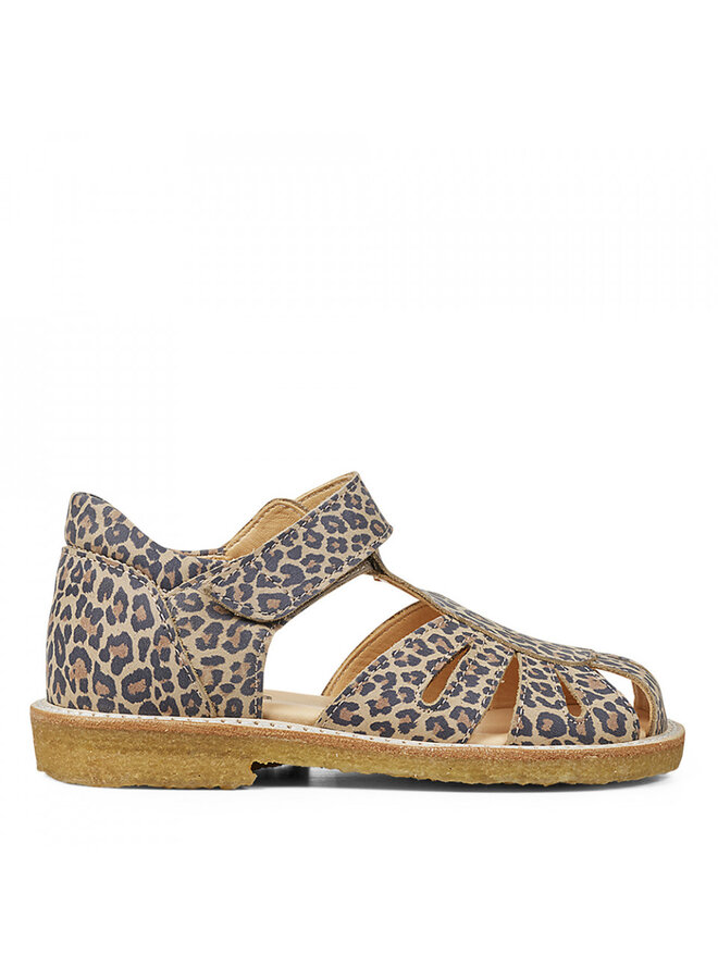 Sandal With Velcro Closure Beige Leopard