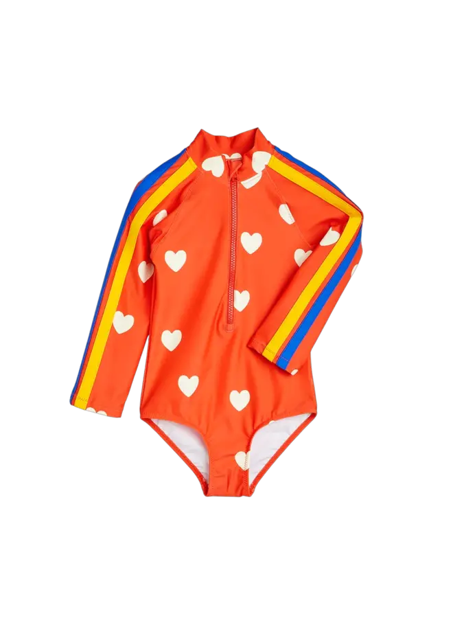 Mini Rodini UV Swimsuit LS Hearts AOP