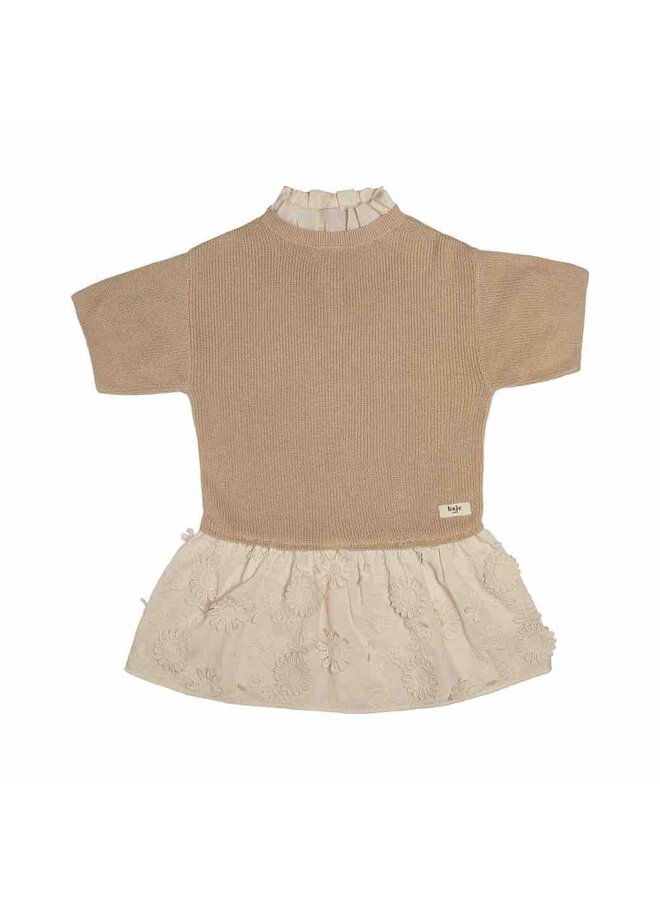 Dress Mesi Knit Embroidery Skirt Sand