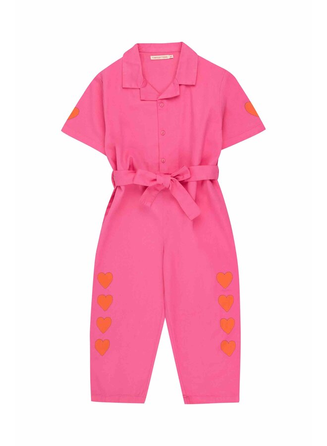 Tiny Cottons Hearts Jumpsuit Dark Pink