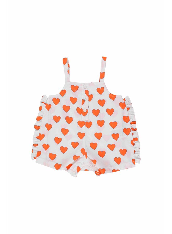 Baby Dungaree Hearts Offwhite