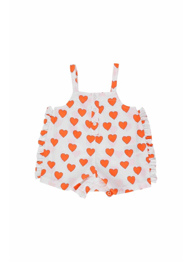 Tiny Cottons Baby Dungaree Hearts Offwhite