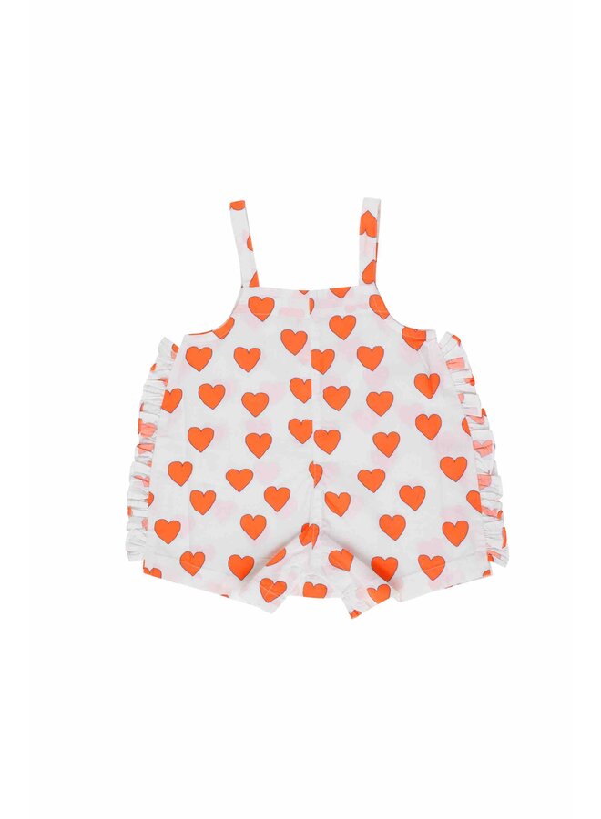 Tiny Cottons Baby Dungaree Hearts Offwhite