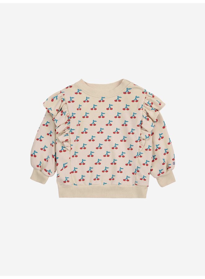 Bobo Choses Sweatshirt Cherry Ruffle White