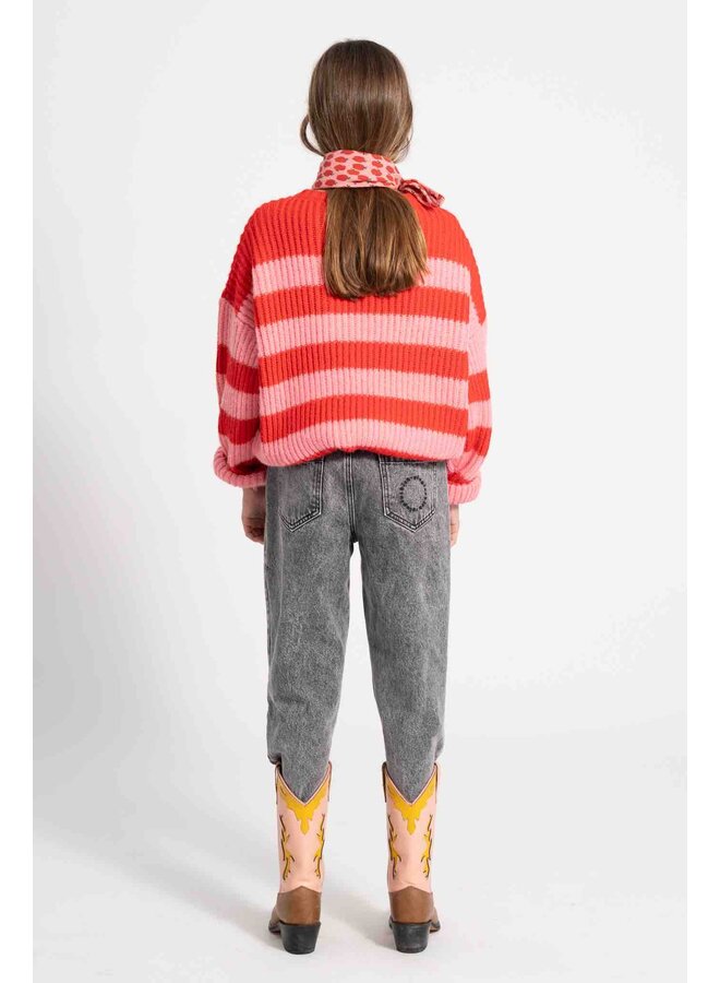 Piupiuchick Knitted Sweater Red & Pink Stripes