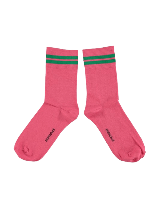 Short Socks Pink Green Stripes