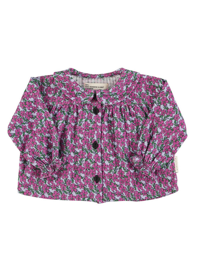 Piupiuchick Peter Pan Collar Blouse Magenta Flowers