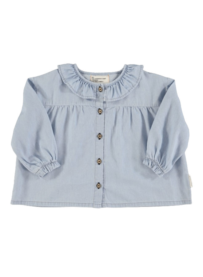 Piupiuchick Peter Pan Collar Blouse Light Blue Chambray