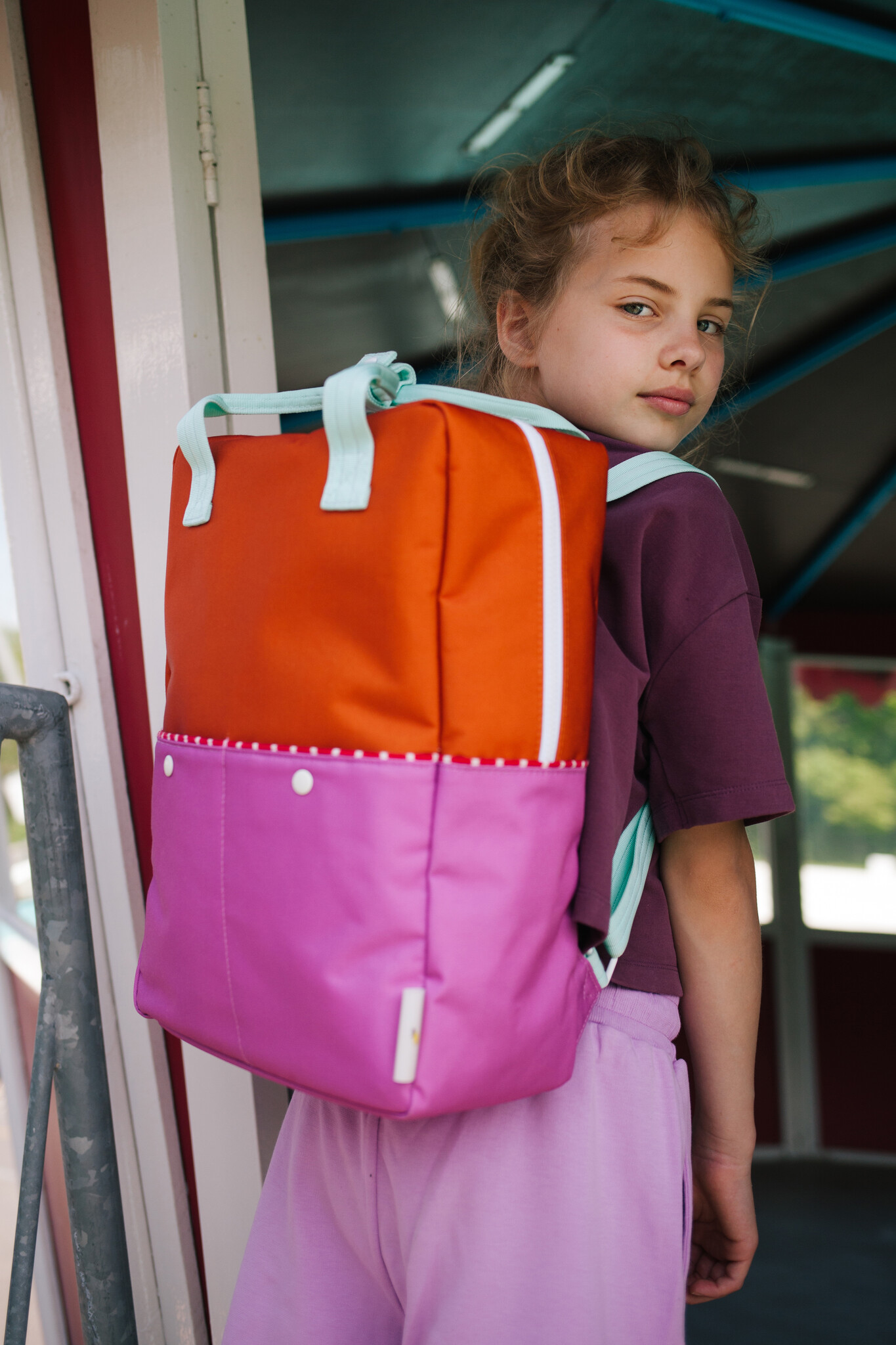 Sticky Lemon Backpack L Colourblocking Gravel Orange Rosette Pink MiniMarkt Amsterdam