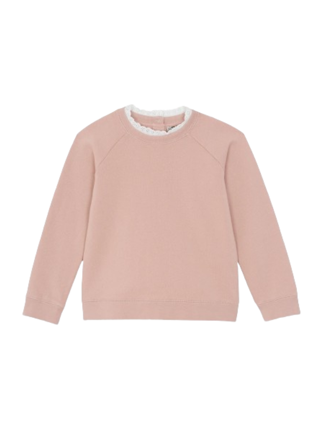 Bonton Sweat Tiliaf Uni Col Dentelle Rose Bonton