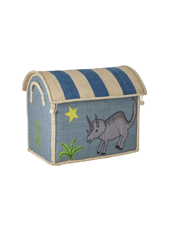 Raffia Basket Dinosaur Small New Print
