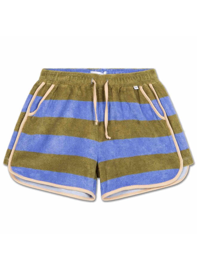Repose Sporty Short Moss Wedgwood Block Stripe