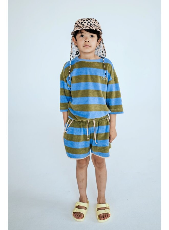 Repose Sporty Short Moss Wedgwood Block Stripe
