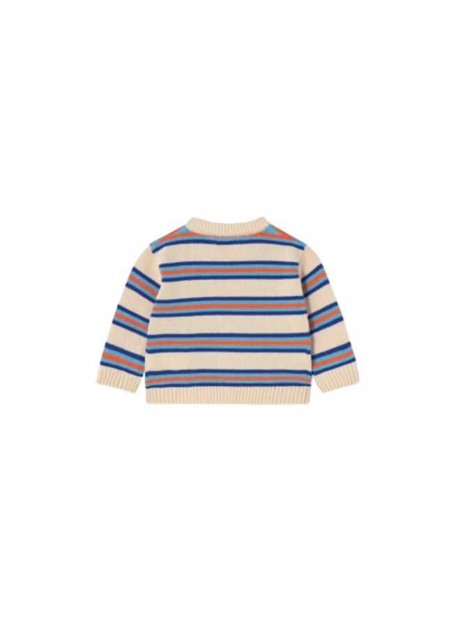 Tiny Cottons Baby Cardigan Multicolor Stripes Light Cream