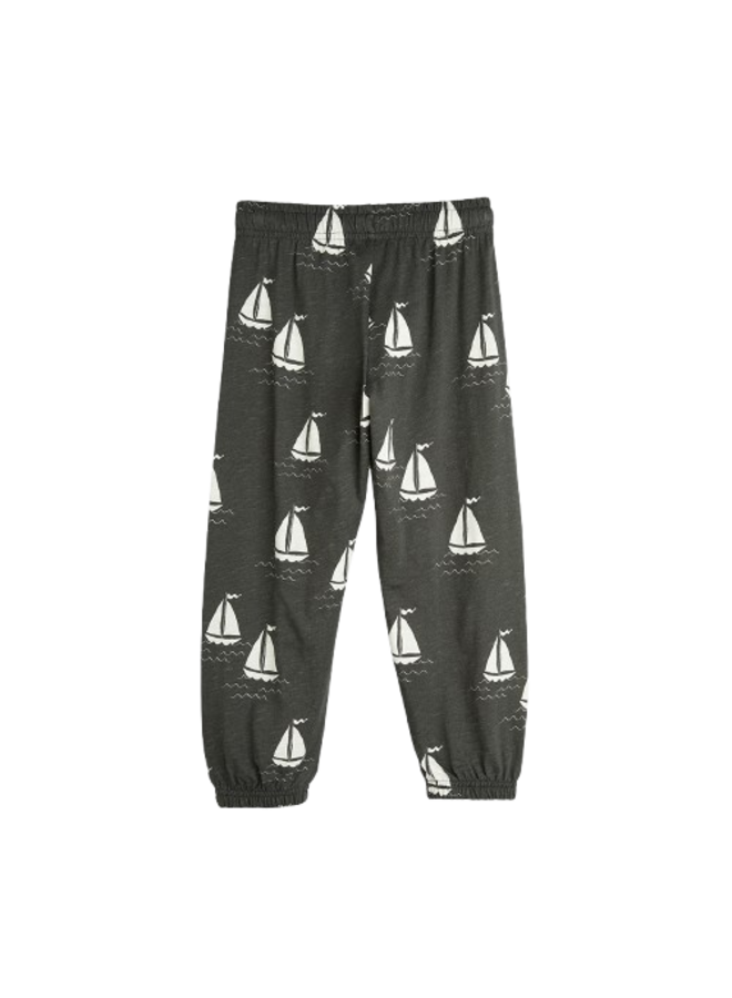 Mini Rodini Trousers Sailing Boats Aop Grey