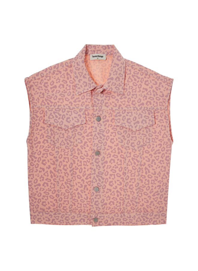 Twill Vest Animal Print Dark Pink
