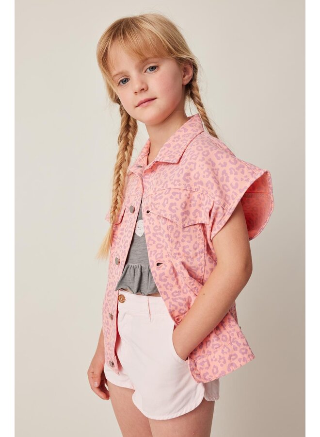 Tocoto Vintage Twill Vest Animal Print Dark Pink