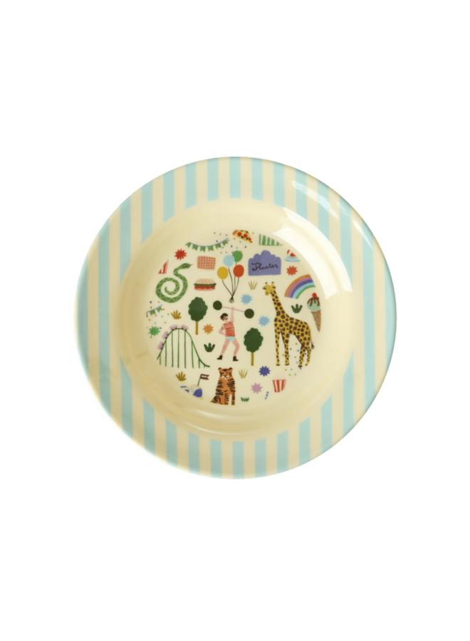 Rice Melamine Kids Bowl Fun Fair Print Mint
