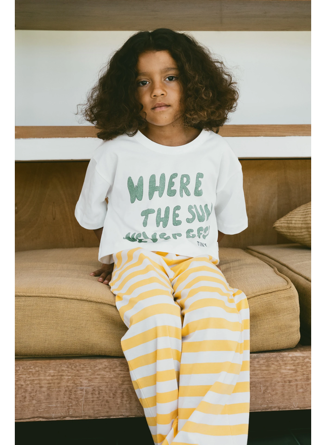 Tiny Cottons Crop Tee Graphic The Sun Off White