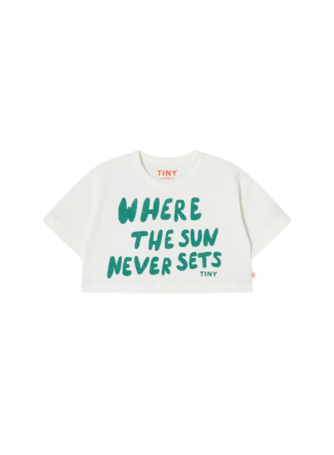 Tiny Cottons Crop Tee Graphic The Sun Off White