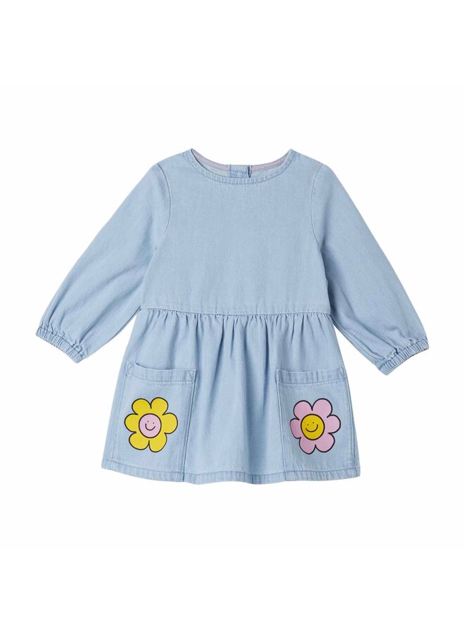 Dress Flowers Denim Light