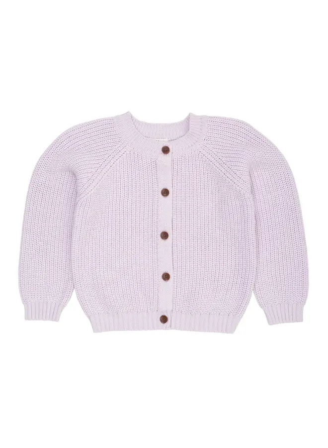 Knitted Classic Rib Cardigan Lavender