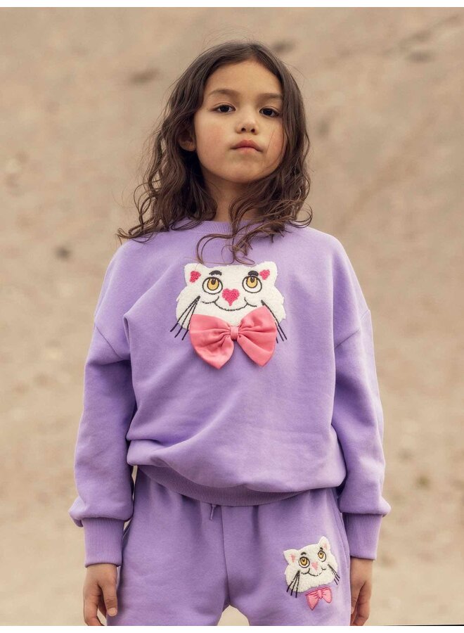 Mini Rodini Cat with Bowtie Chenille Sweatpants