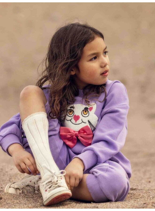 Mini Rodini Cat with Bowtie Chenille Sweatpants