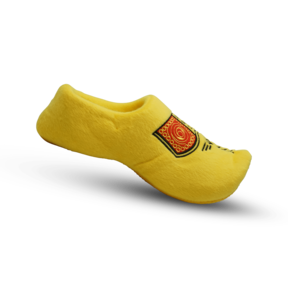 De traditionele gele pantoffel klomp