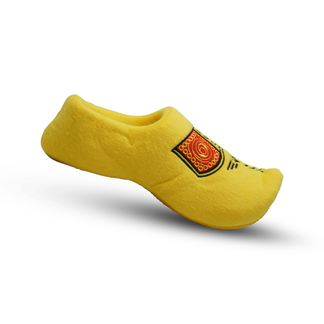 De traditionele gele pantoffel klomp