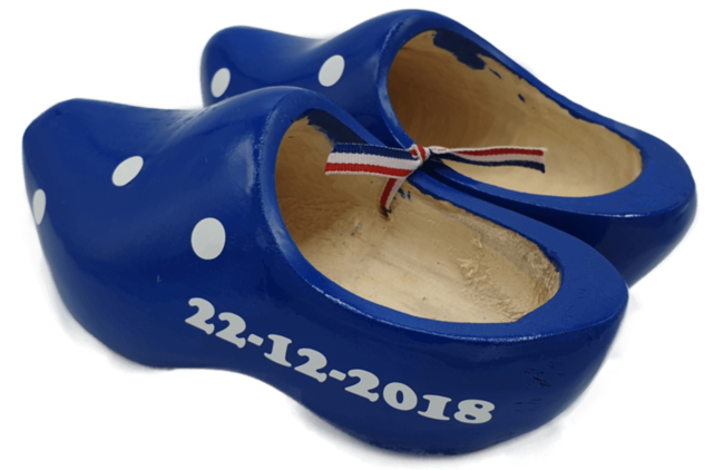 Geboorteklompjes - houten klompen blauw inclusief bedrukking