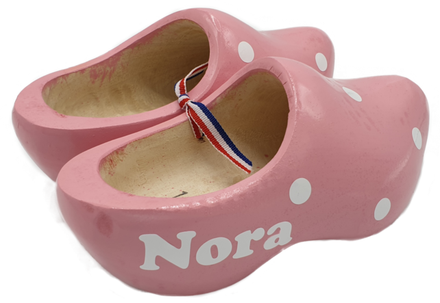 Geboorteklompjes - houten klompen roze inclusief bedrukking