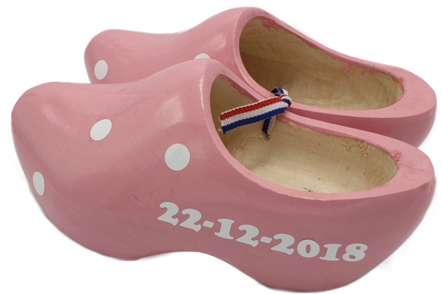 Geboorteklompjes - houten klompen roze inclusief bedrukking