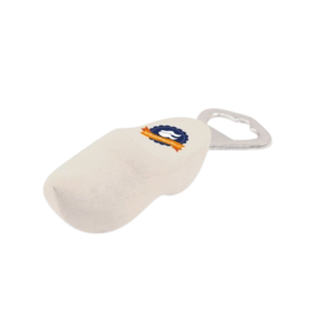Flesopener klomp 8cm met bedrukking - wit