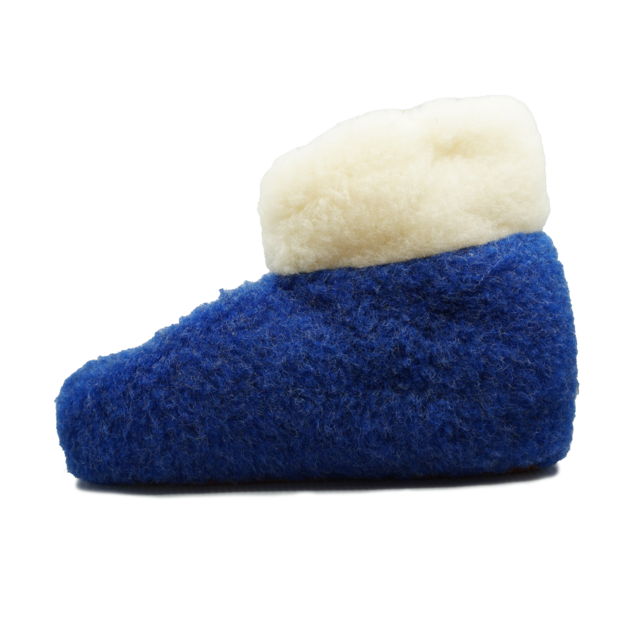 Wonderfully Warm Wool Slippers – High Model Blue with White Collar