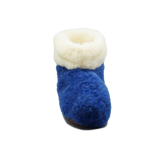 Wonderfully Warm Wool Slippers – High Model Blue with White Collar