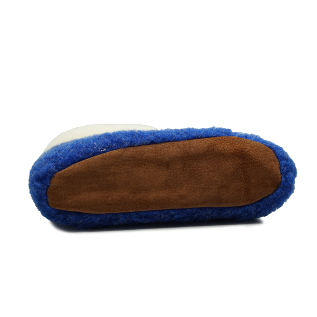 Wonderfully Warm Wool Slippers – High Model Blue with White Collar