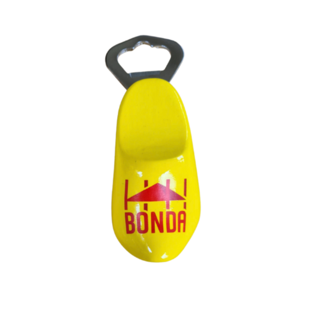 Bottle opener clog 8cm with printing - yellow