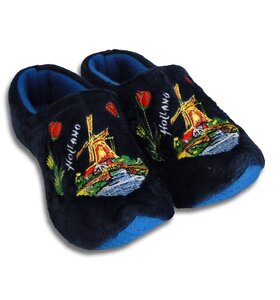 Klomppantoffels molen blauw