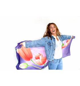 tulips Scarf purple with red tulips