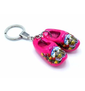 Klompsleutelhanger 2 klompjes Fuchsia