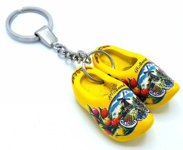 Klompsleutelhanger 2 klompjes Geel Klompsleutelhanger 2 klompjes Geel