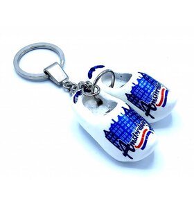 Woodenshoe keyhanger 2 shoes Amsterdam blue