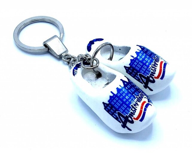 Woodenshoe keyhanger 2 shoes Amsterdam blue