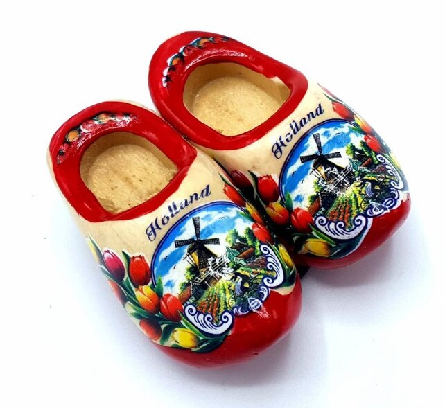 Woodenshoe magnet 4cm Red sole
