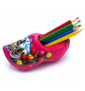 Pencil clog with 6 pencils dark pink