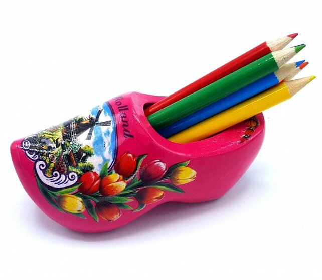 Pencil clog with 6 pencils dark pink